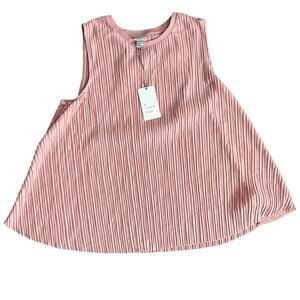 A New Day Women's Light Pink Plisse Wide Strap Swing Tank Top - Size Large - NWT
